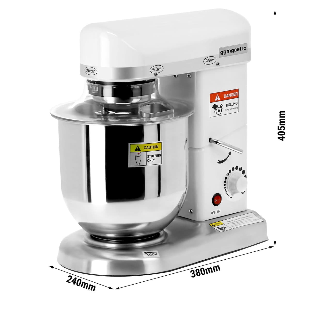 Planetenrührmaschine - 7 Liter - 500 Watt - inkl. 3 Rühraufsätze