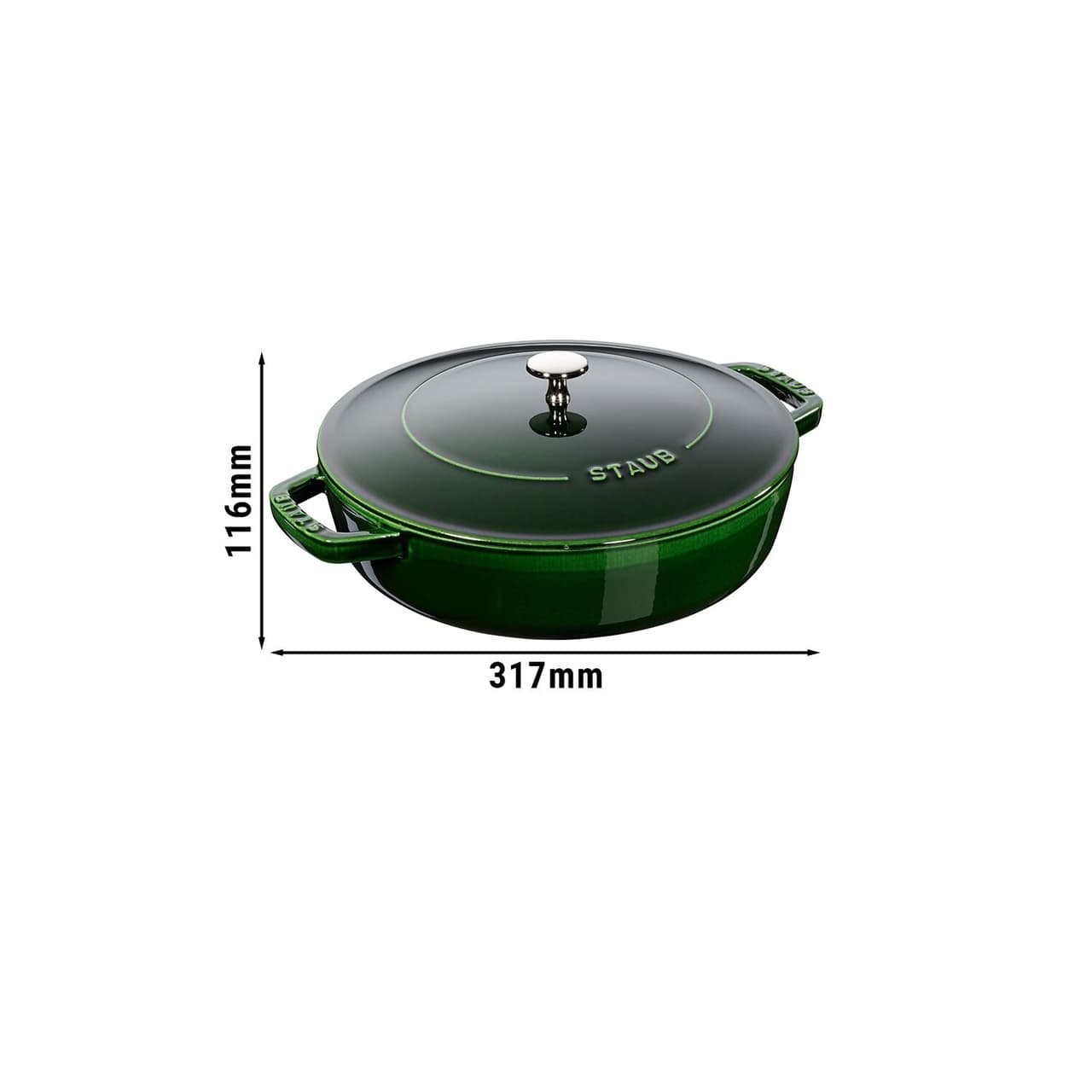 STAUB | BRAISERS - Bräter mit Chistera Drop-Structure - 240mm - Gusseisen - Basilikum-Grün