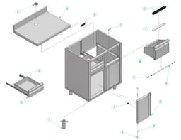 Arbeitsschrank - für Kaffeemaschine - 820x600mm - mit Ausklopfer, 2 Schubladen, 2 Türen & Aufkantung