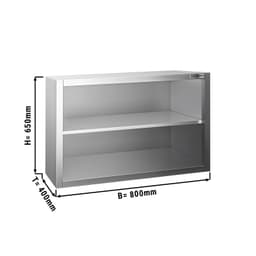 Edelstahl Wandhängeschrank PREMIUM - 800x400mm - ohne Flügeltür - 650mm hoch