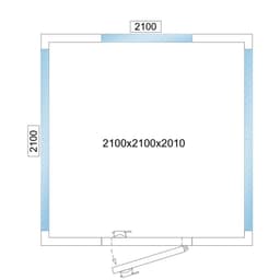 Kühlzelle - 2100x2100mm - 6,9m³ - mit 3 Glasseiten