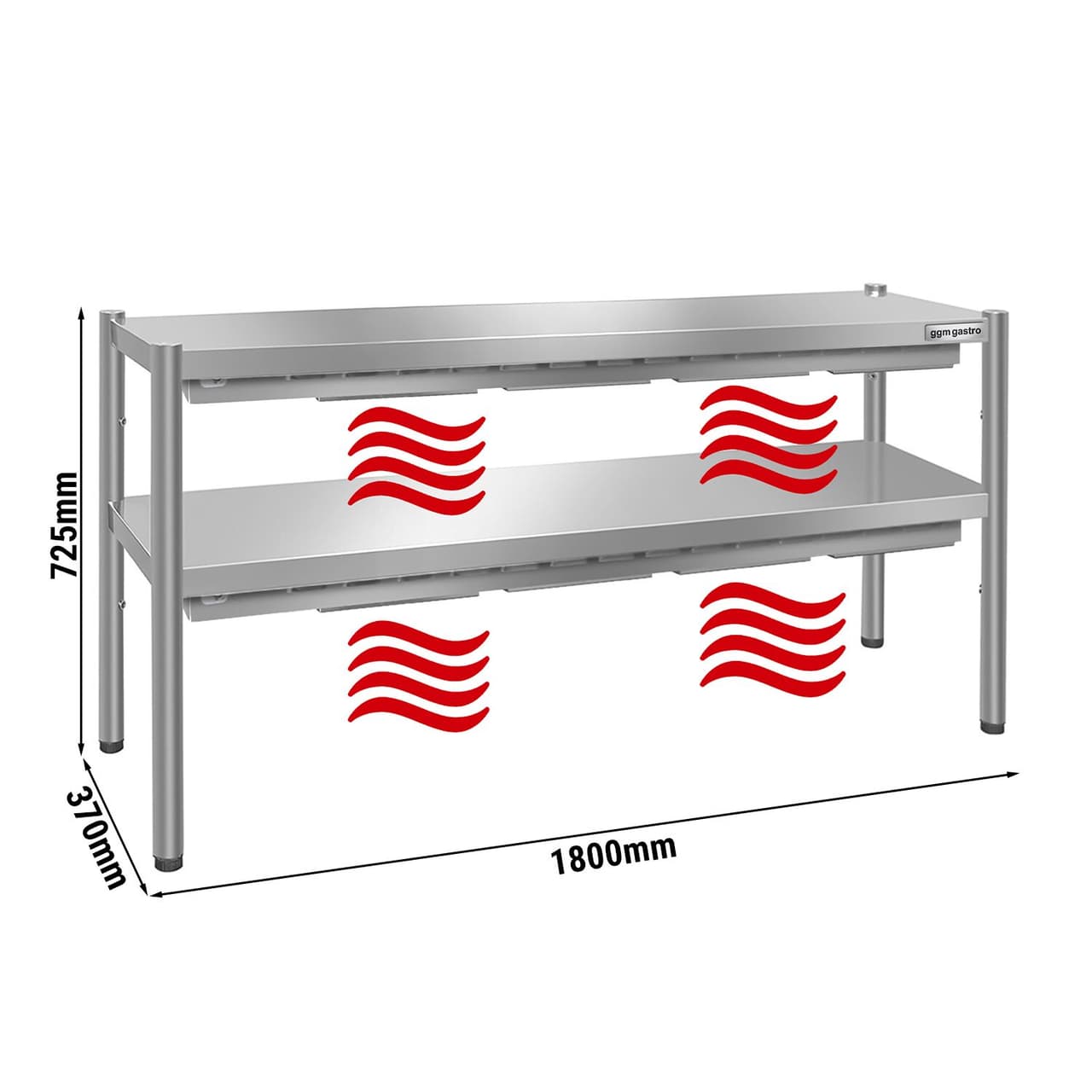 Wärmebrücke PREMIUM - 1800x370mm - mit 2 Etagen - Höhe: 725mm