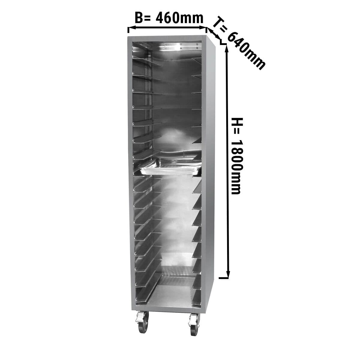 Edelstahl Tablettwagen - für 16x EN 60 x 40 cm