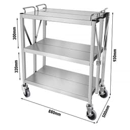 Servierwagen - klappbar - 880x500mm - mit 3 Abstellfächen