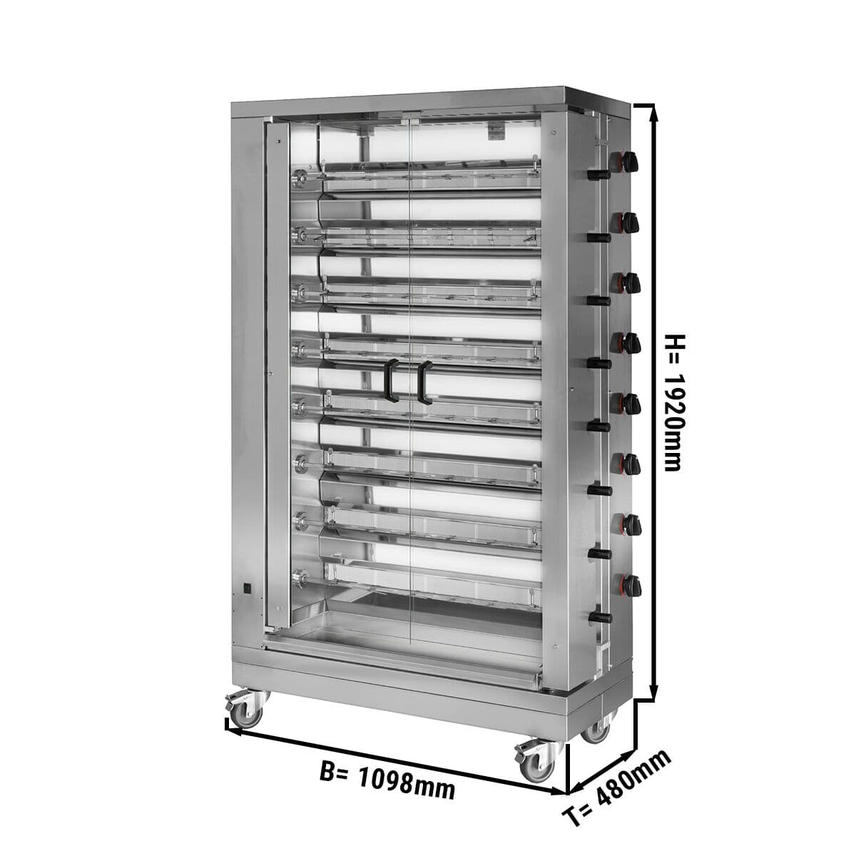 Gas Hähnchengrill - 47,2kW - mit 8 Spießen für bis zu 48 Hähnchen