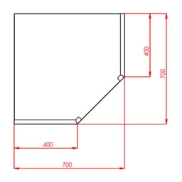 Edelstahl Eck-Wandhängeschrank - 700x400mm - mit Flügeltür - Höhe: 650mm