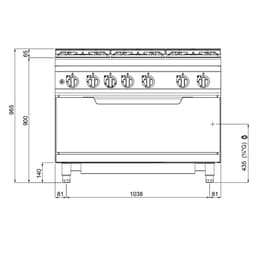 Gasherd - 53,5 kW - 6 Brenner - inkl. Gasbackofen - 12 kW