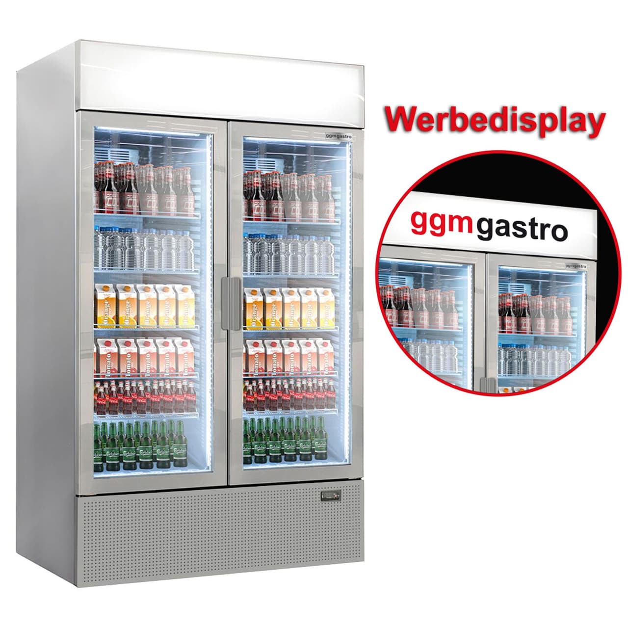 (3 Stück) Getränkekühlschrank - 3600 Liter - rahmenloses Design - mit 6 Glastüren & Werbedisplay