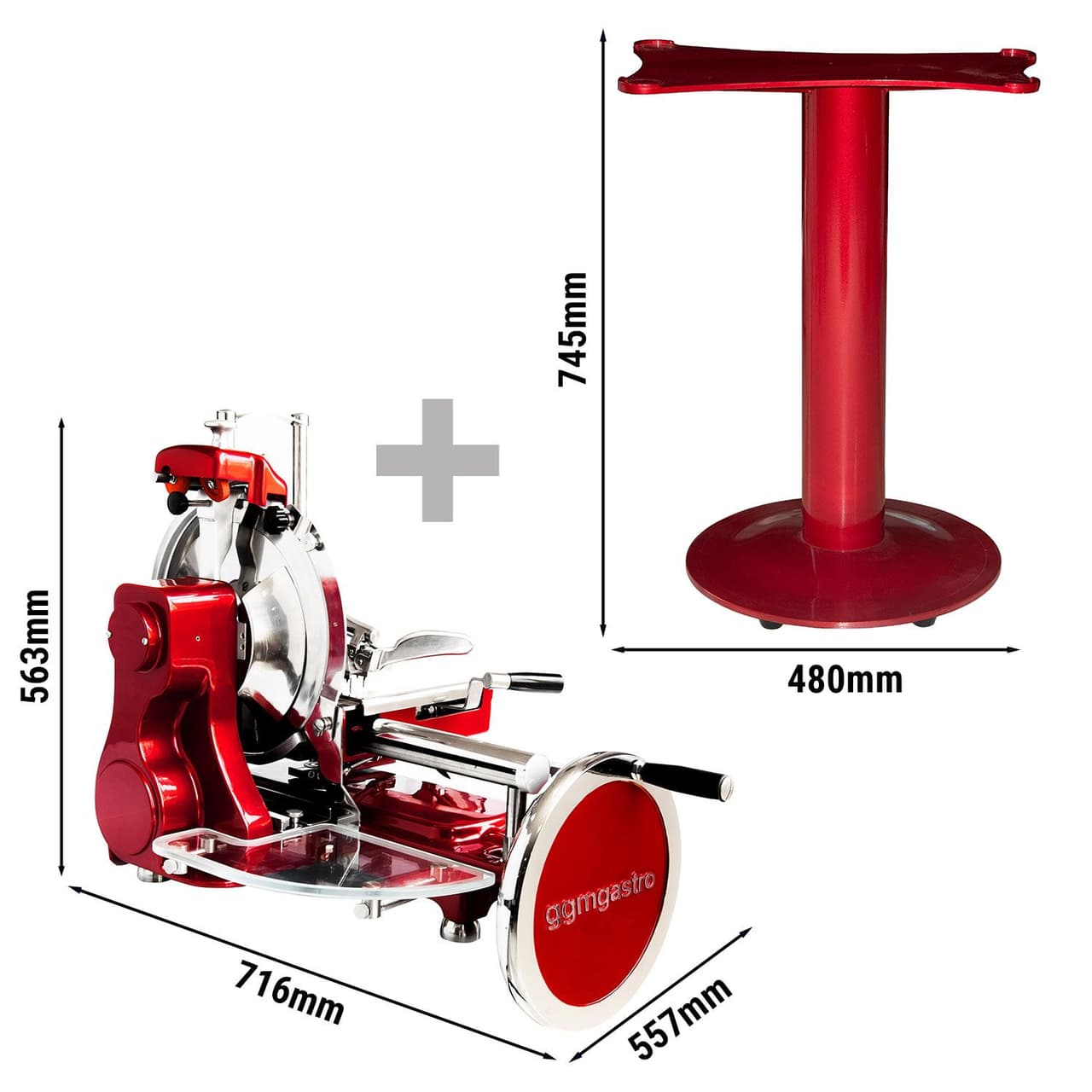 Schwungradmaschine - Messer: Ø 300mm - Rot - inkl. Untergestell