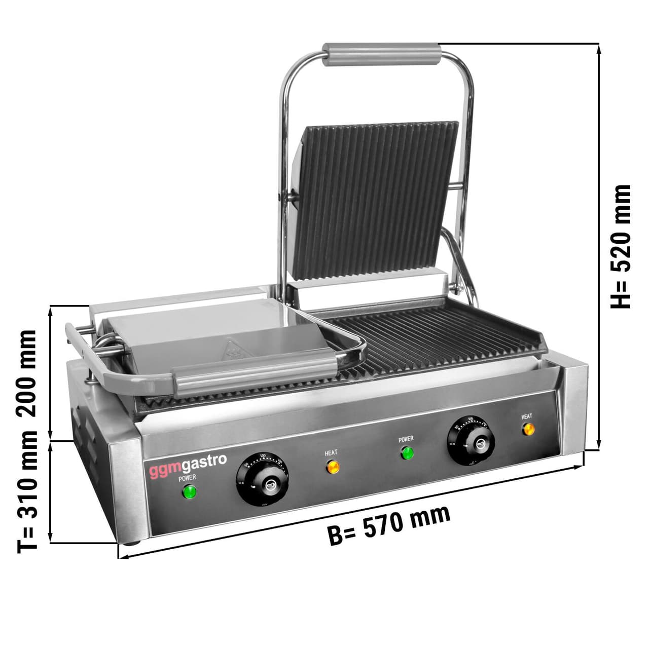 Zubereitungstisch - 1210mm - 2 Türen - für 9x GN 1/6 - inkl. Kontaktgrill