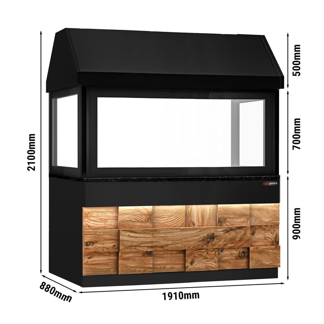 Neutralelement für Holzkohlegrills TORONTO - 1900mm - schwarze Granit-Arbeitsplatte