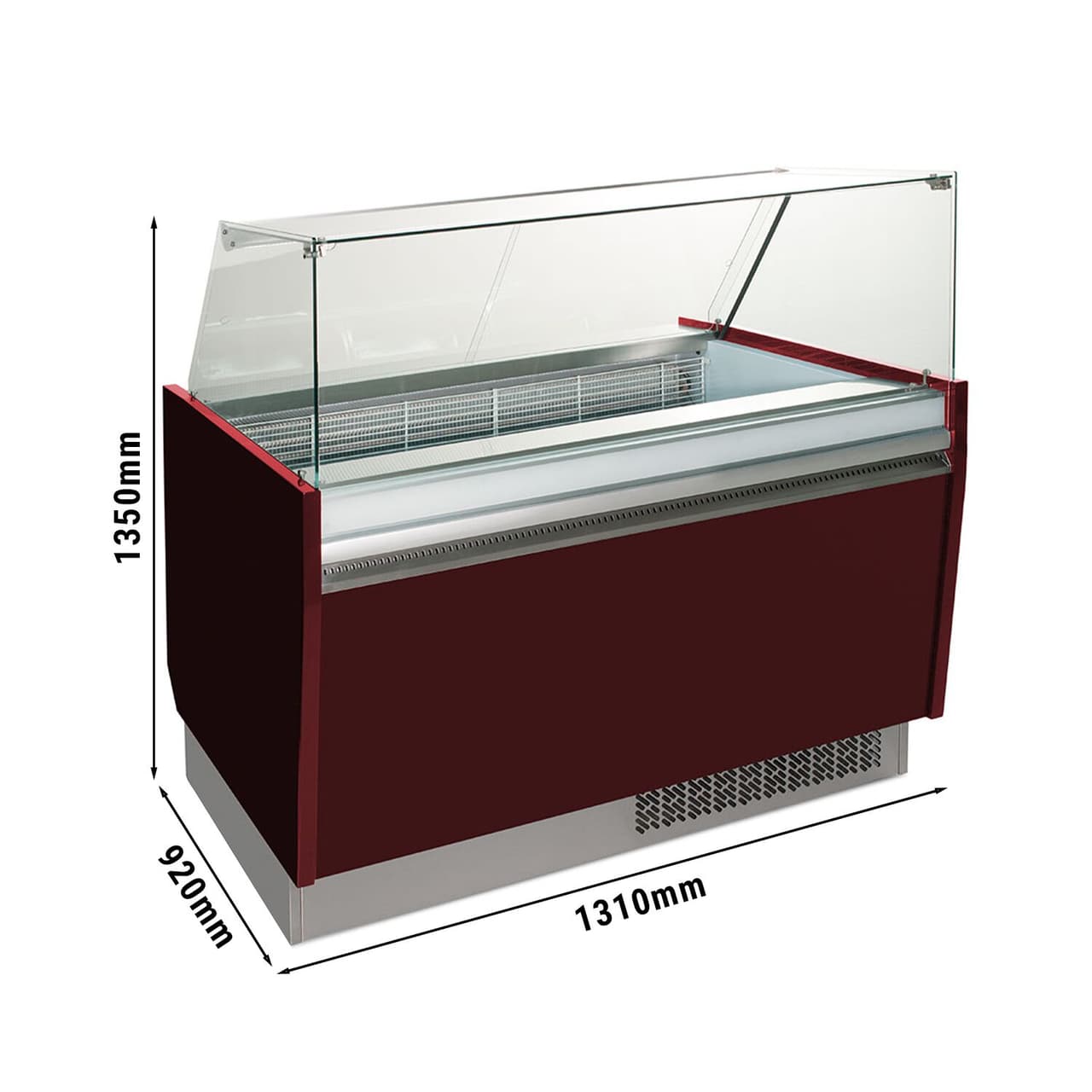 Eistheke LIAM - 1310mm - Statisch - für 10+10x 5 Liter Eisbehälter - Granatrot