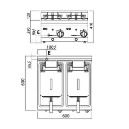 Elektro Doppelfritteuse - 10+10 Liter - 18 kW - inkl. Untergestell