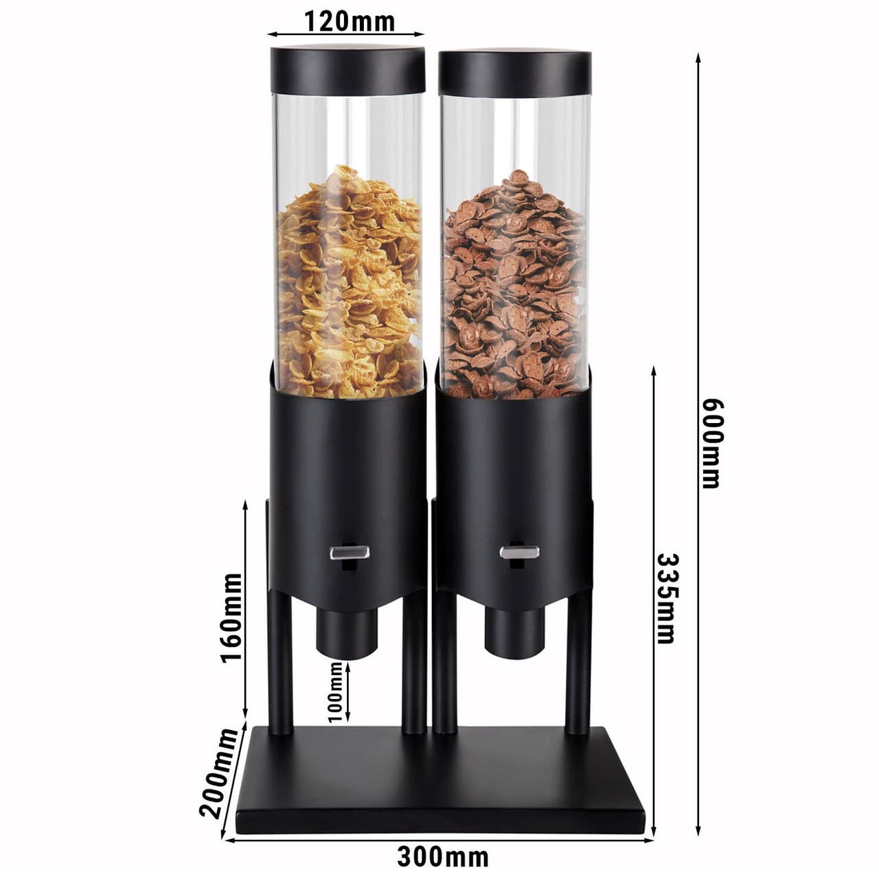 Cerealienspender - doppelt - Ø 120mm - Schwarz - Hebelausgabe