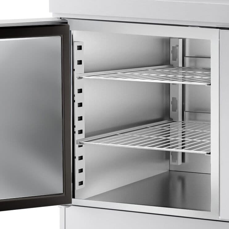 Pizzakühltisch PREMIUM - 1500x800mm - mit 2 Türen - inkl. Kühlaufsatzvitrine - 6x GN 1/3