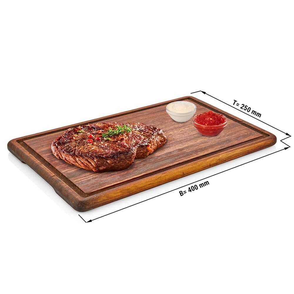 (6 Stück) Steakplatte - Irokoholz - 400x250mm