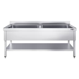 Topfspültisch Premium - 1800x600mm - mit Grundboden & 2 Becken