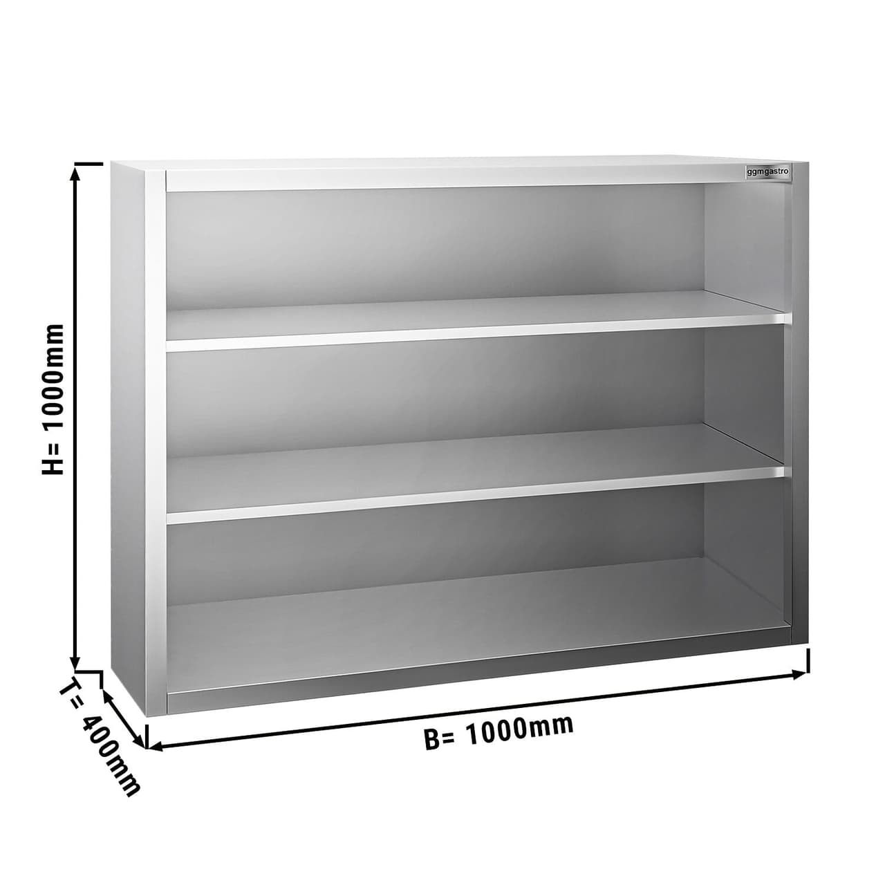 Edelstahl Wandhängeschrank PREMIUM - 1000x400mm - ohne Schiebetür - 1000mm hoch