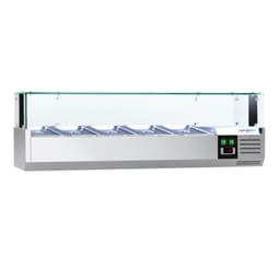 Kühlaufsatzvitrine PREMIUM mit LED-Licht - 1200x335mm - 5x GN 1/4