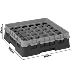 CAMBRO | CAMRACK® - Gläserspülkorb 1/1 - 36 Fächer - mit 1 Extender - 500x500mm - Schwarz