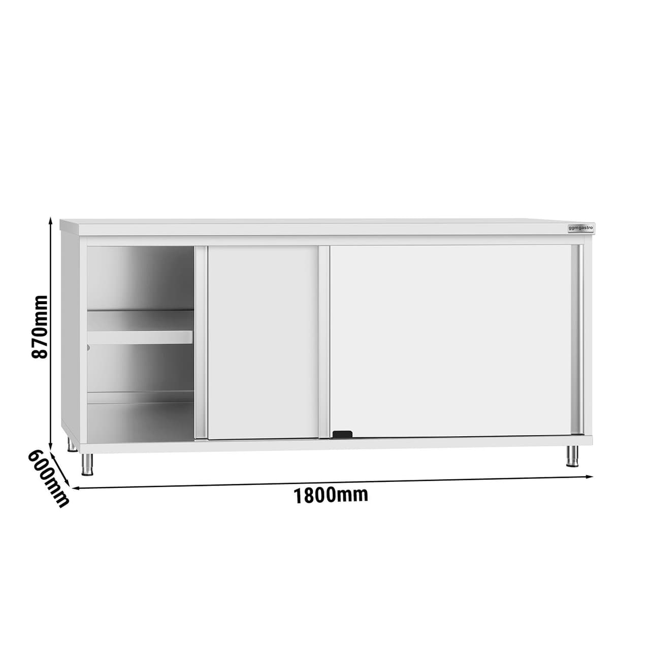 Edelstahl Arbeitsschrank ECO - 1800x600mm - mit Schiebetür