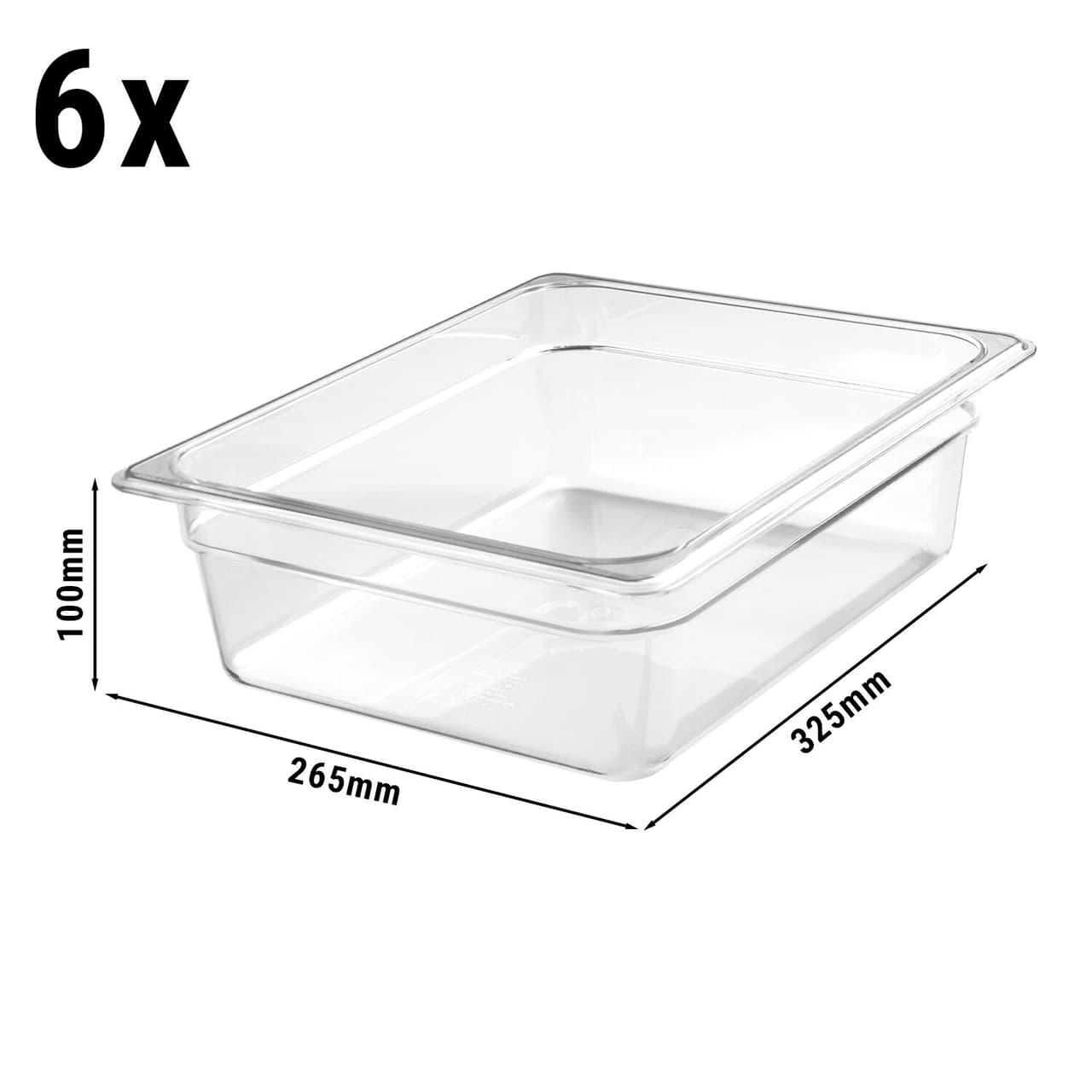 (6 Stück) CAMBRO | CAMWEAR® -  Polycarbonat GN 1/2 Behälter - Clear - Tiefe: 100mm