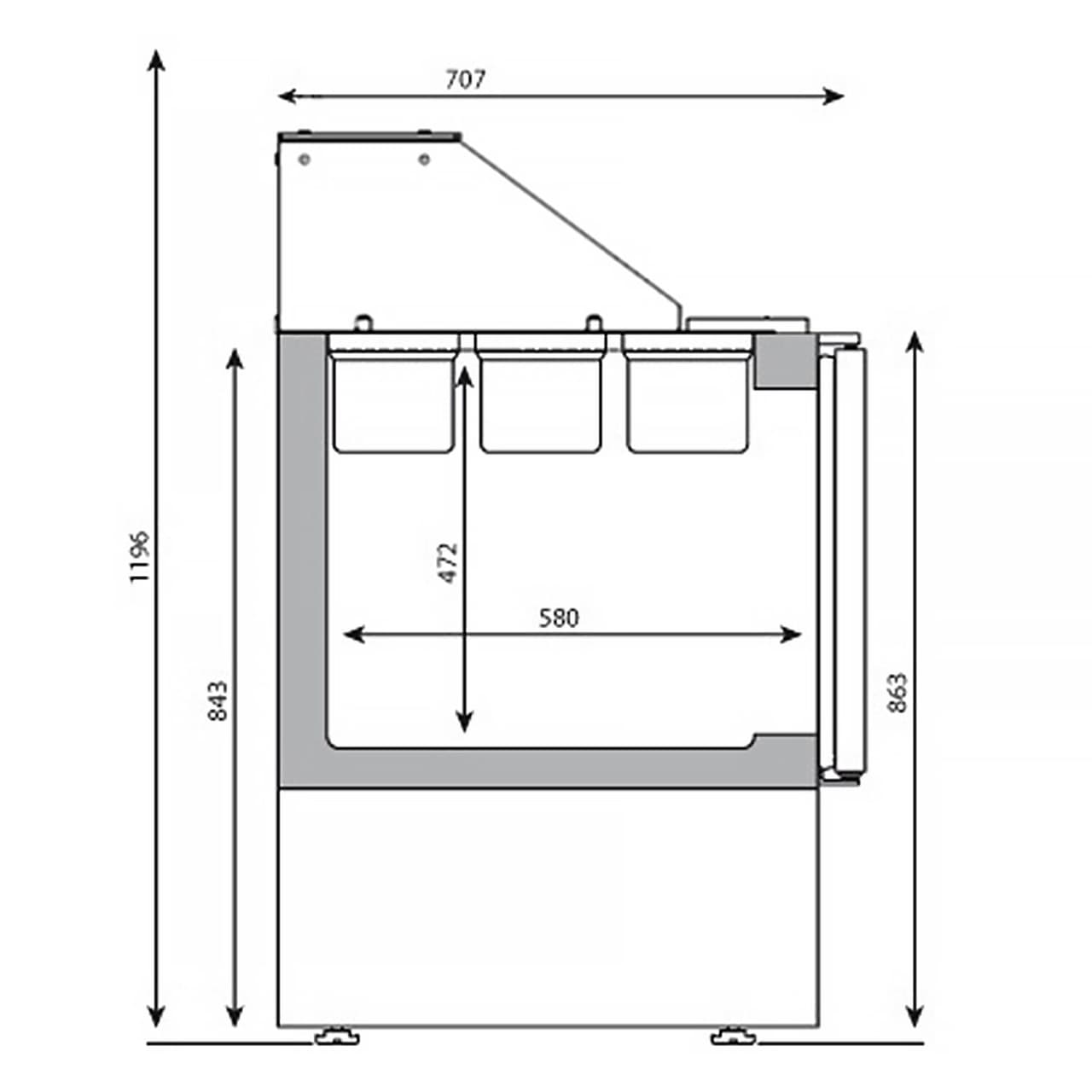 Saladette Premium PLUS - 978mm - 2 Türen - mit Glasaufsatz für 6x 1/3 GN & 3x 1/6 GN