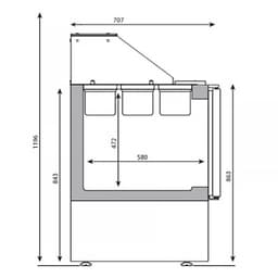 Saladette Premium PLUS - 978mm - 2 Türen - mit Glasaufsatz für 6x 1/3 GN & 3x 1/6 GN