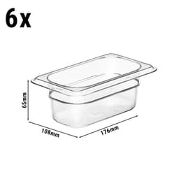 (6 Stück) CAMBRO | CAMWEAR® -  Polycarbonat GN 1/9 Behälter - Clear - Tiefe: 65mm