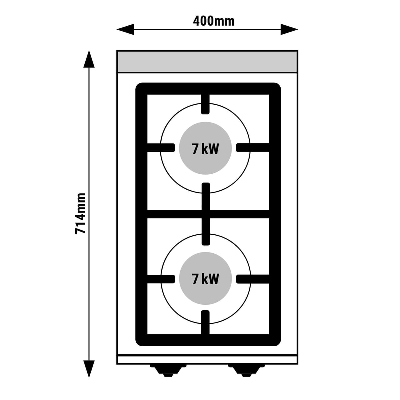 Gasherd - 14 kW - 2 Brenner