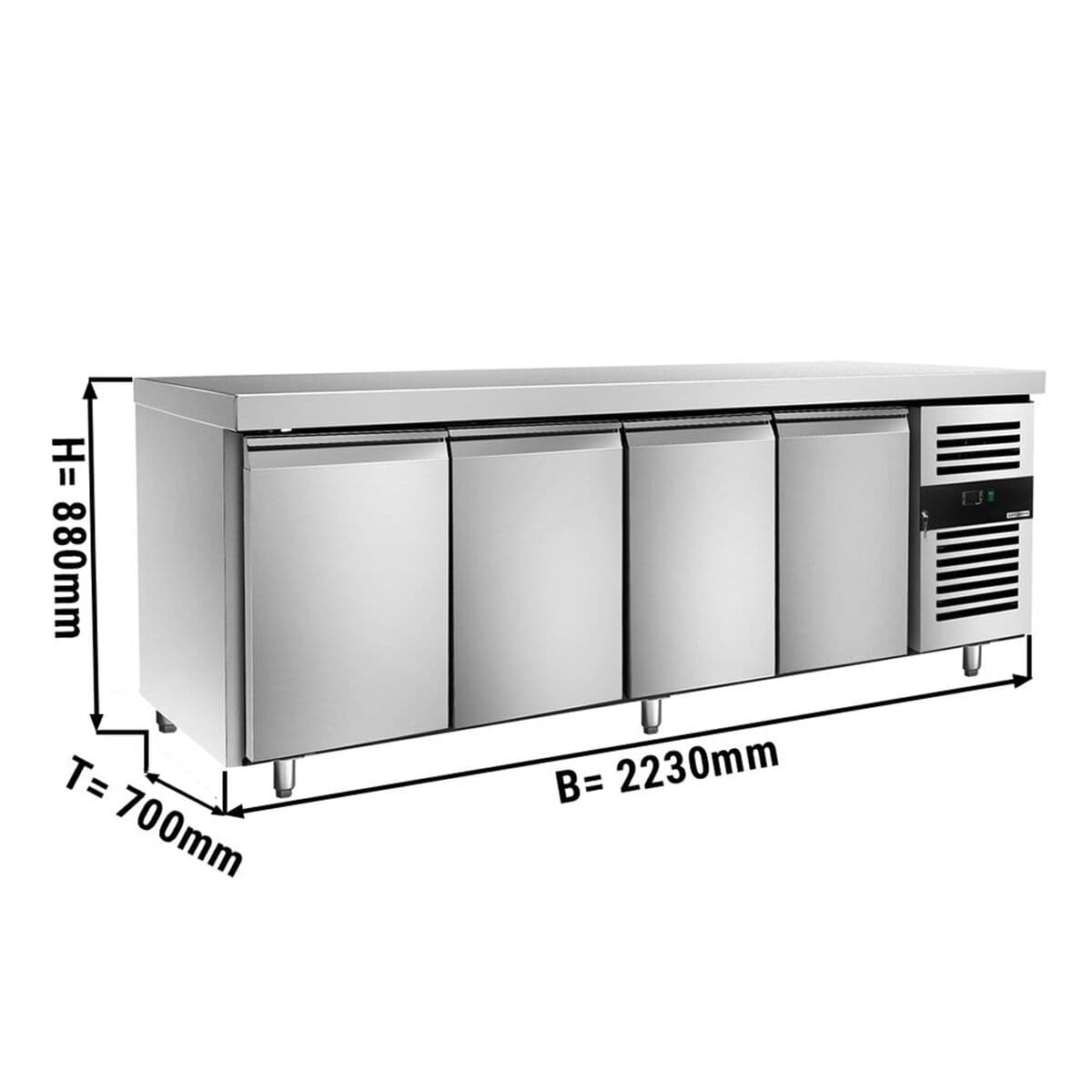 Kühltisch ECO - 2200x700mm - mit 4 Türen