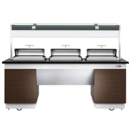 Buffettheke DUBLIN - 2300mm - mit 3 Chafing Dishes & Rollen