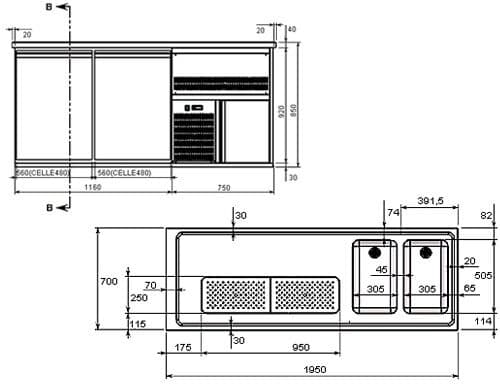 Biertheke Premium PLUS - 1950x700mm - 2 Glastüren