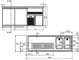 Biertheke Premium PLUS - 1950x700mm - 2 Glastüren