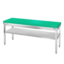 Edelstahl Arbeitstisch PREMIUM - 2000x800mm - mit Grundboden ohne Aufkantung inkl. Schneideplatte