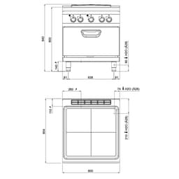 Elektro Glühplattenherd - 14 kW - inkl. Elektrobackofen Umluft - 4,68 kW