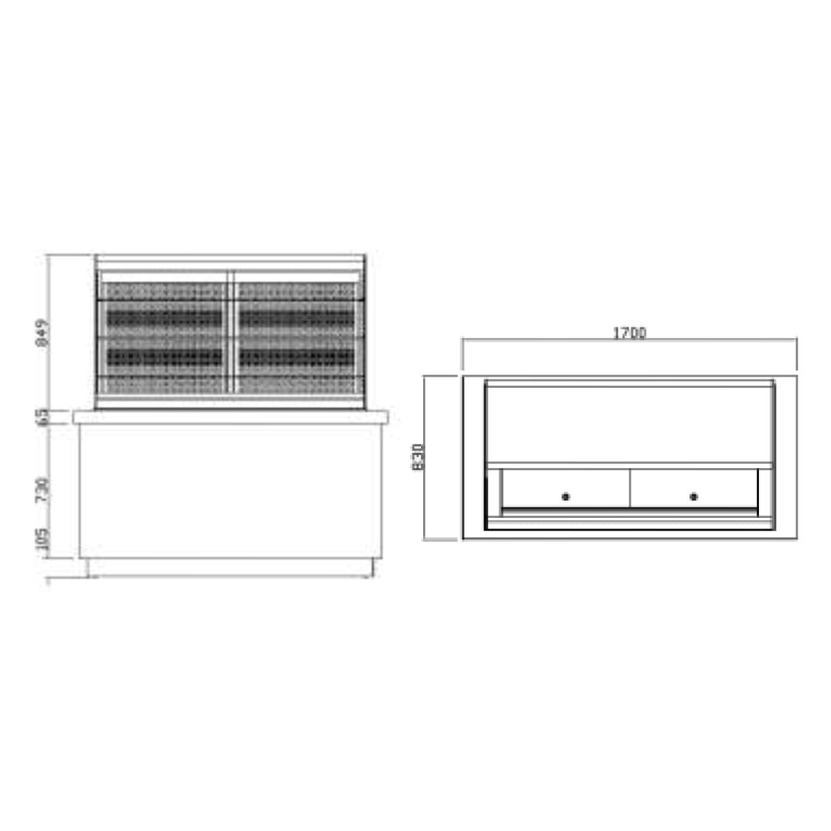 Kühlvitrine PRAG - 1700mm - 4 Ablagen - inkl. Nachtvorhang