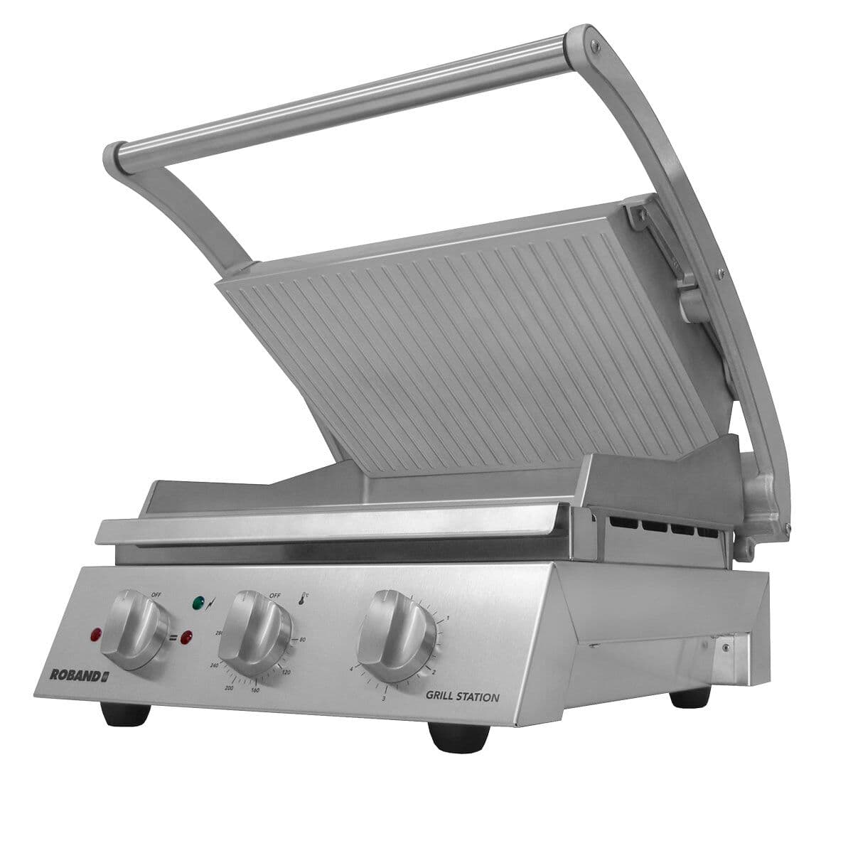 ROBAND | Kontaktgrill | Hamburger Grill - 2,2 kW - oben gerillt & unten glatt - Grillfläche: 375x275mm