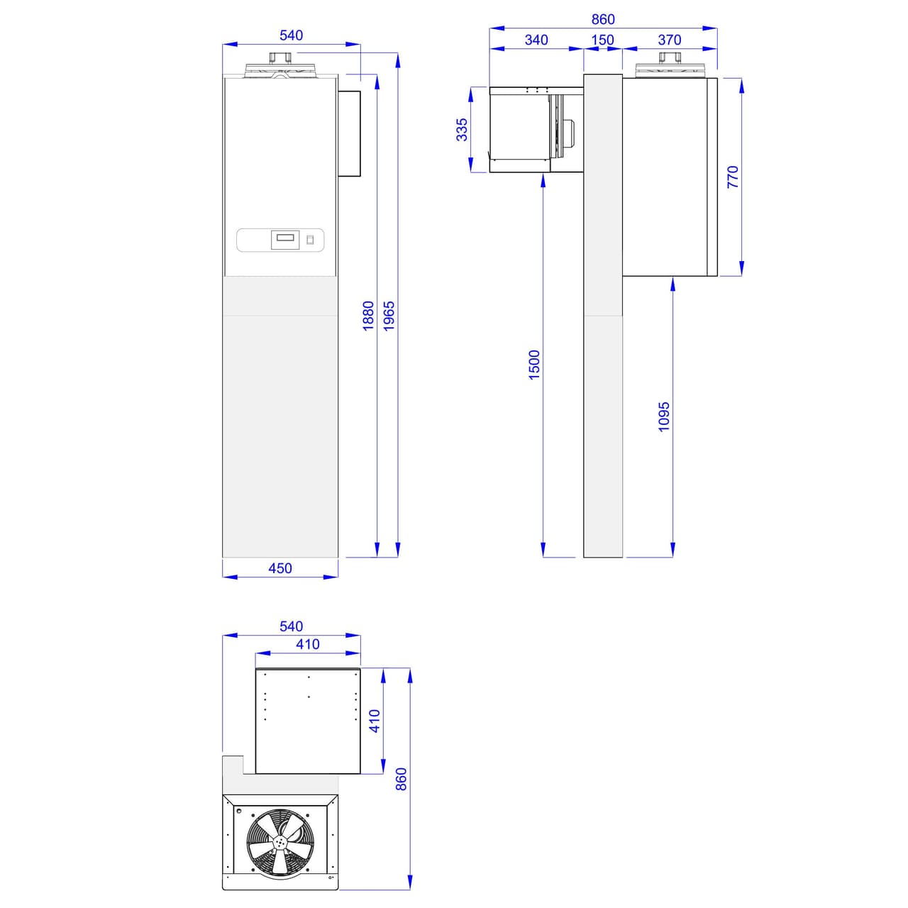 Edelstahl Kühlzelle - 1500x1200mm - 2,6m³ - inkl. Kühlaggregat