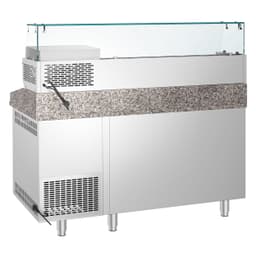 Pizzakühltisch PREMIUM - 1600x800mm - mit 2 Türen & 3 Schubladen - inkl. Kühlaufsatzvitrine - 6x GN 1/3