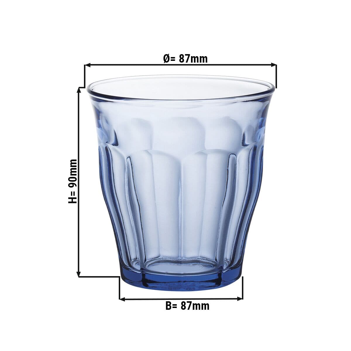 (6 Stück) Duralex Allzweck Trinkglas - PICARDIE - 250 ml - Blau-Transparent