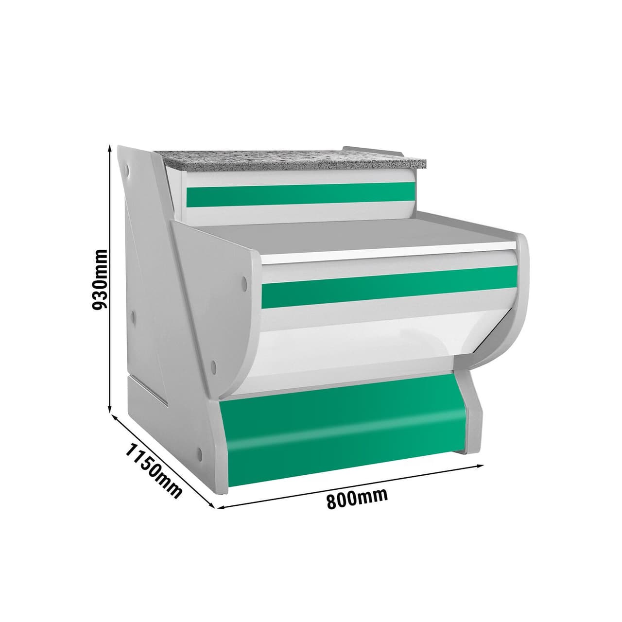 Kassentisch - 800mm - mit Beleuchtung - Frondblende Grün