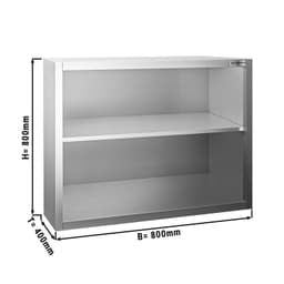 Edelstahl Wandhängeschrank PREMIUM - 800x400mm - ohne Flügeltür - 800mm hoch