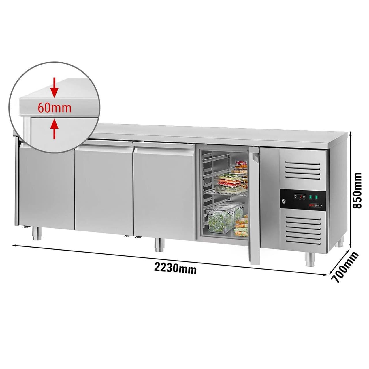 Kühltisch ECO - 2200x700mm - mit 4 Türen