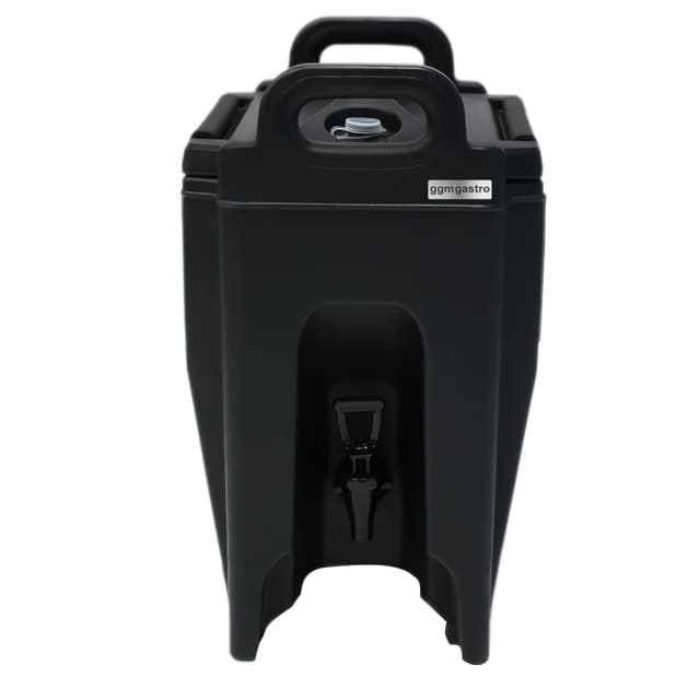 Thermo Getränkebehälter mit Hahn - 10 Liter / schwarz