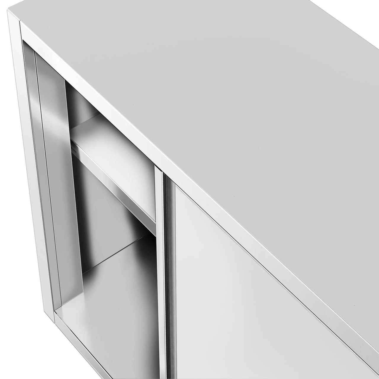 Edelstahl Wandhängeschrank PREMIUM - 2000x400mm - mit Schiebetür - 800mm hoch