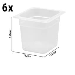 (6 Stück) CAMBRO | CAMWEAR® -  Polypropylen GN 1/6 Behälter - milchig - Tiefe: 150mm