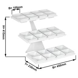 Etagerie / Buffetständer - Weiß - inkl. 24 Melaminschalen - eckig