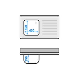 Spültisch ECO - 1000x600mm - mit Grundboden & 1 Becken links
