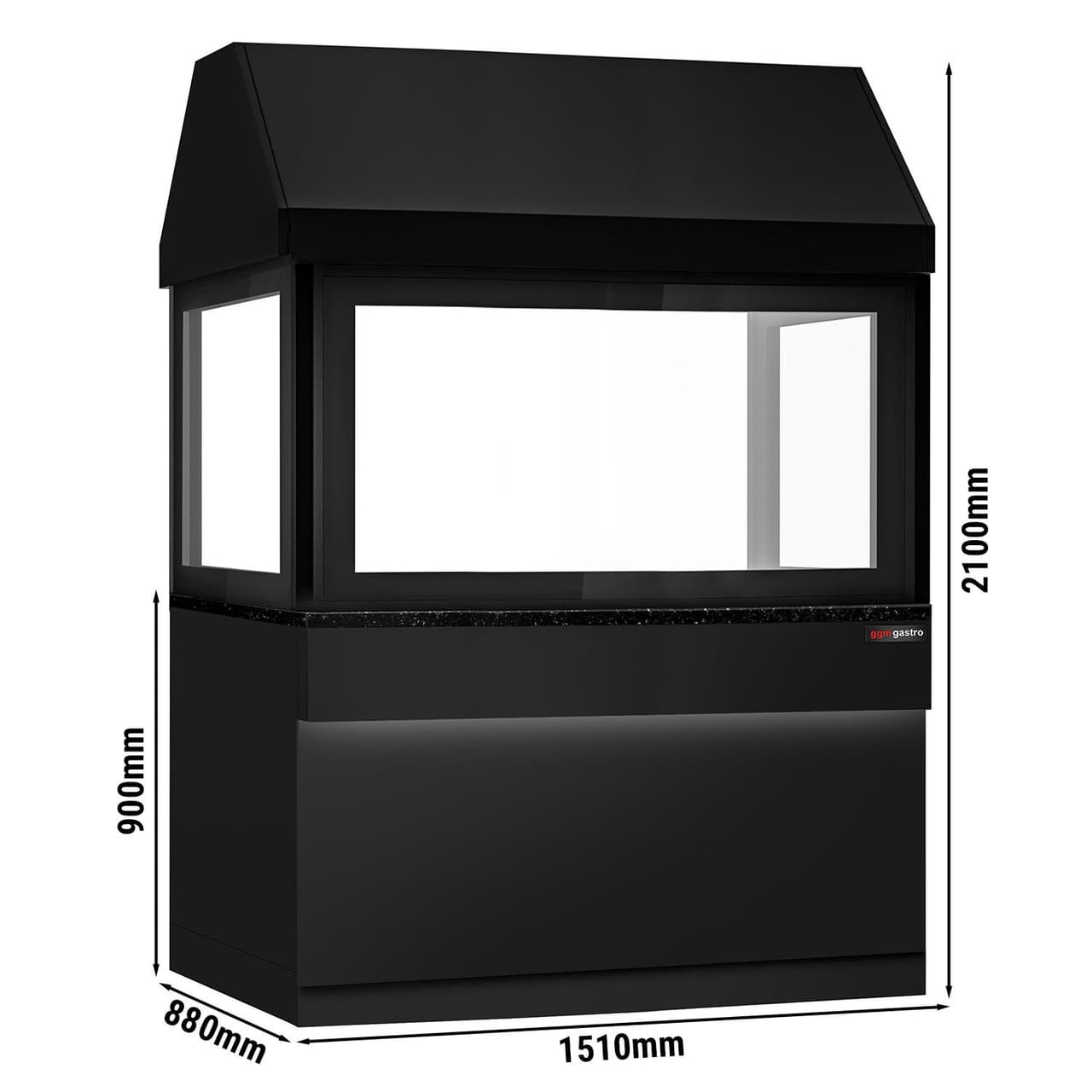 Neutralelement für Holzkohlegrills TORONTO - 1500mm - schwarze Front - schwarze Granit-Arbeitsplatte